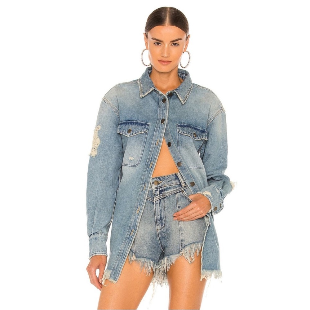 Retrofete Doreen Shirt Jacket Blue Denim size xs